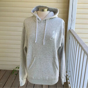 Five Hills Quackity Planet Duck Fleece Pullover Hoodie Small Light Gray Unisex